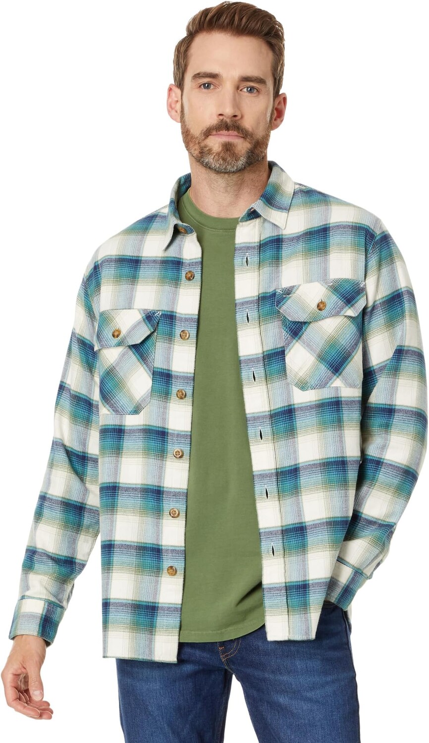 

Рубашка Pendleton Burnside Shirt, цвет Cream/Green/Blue Plaid
