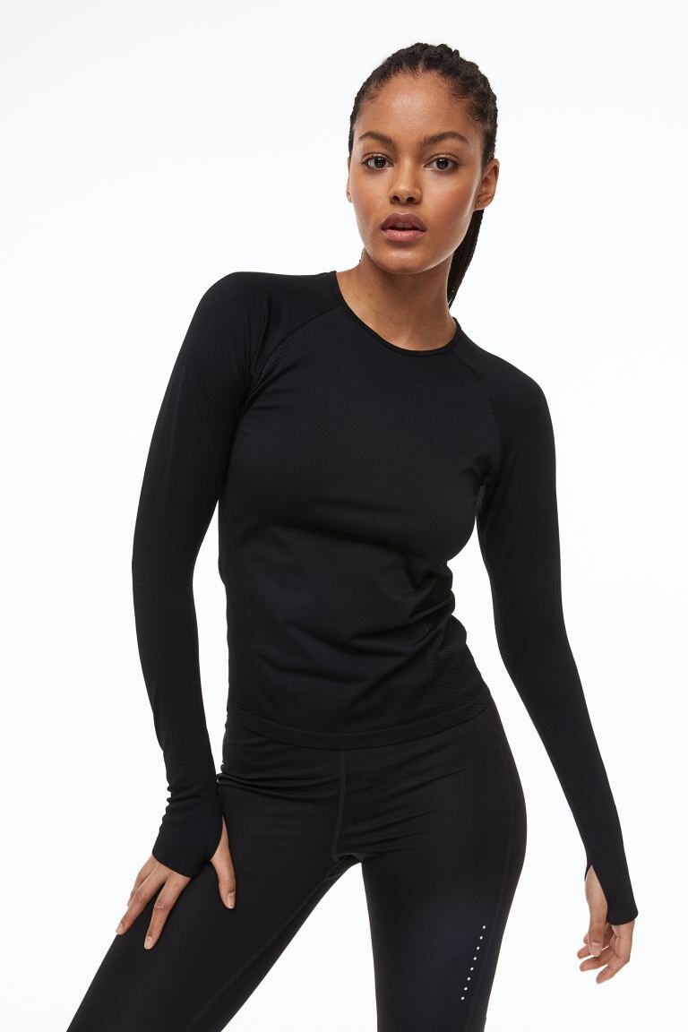 

Бесшовный спортивный топ DryMove H&M, черный