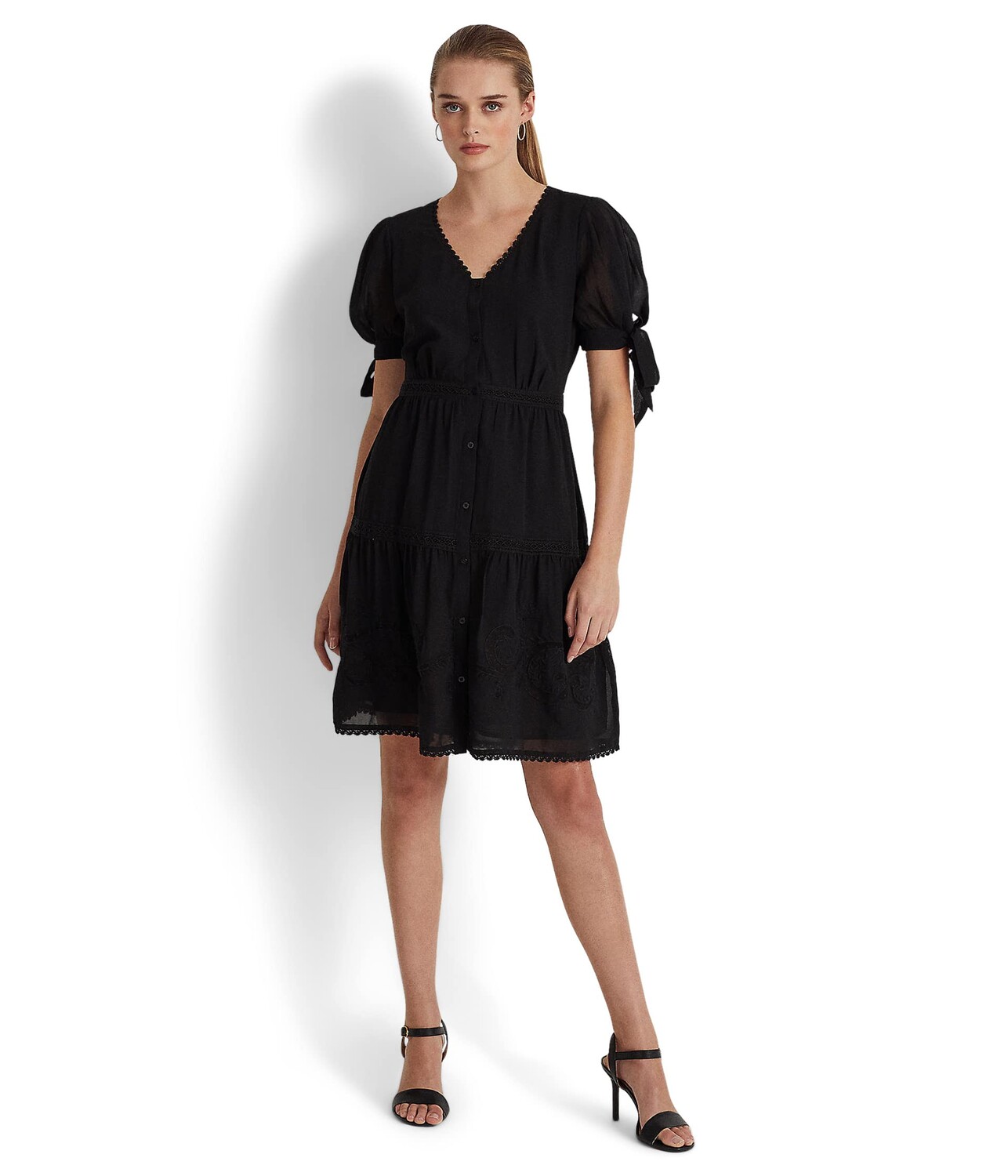 

Платье LAUREN Ralph Lauren, Georgette Puff-Sleeve Midi Dress