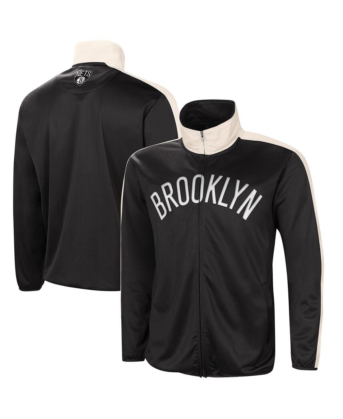 

Мужская черно-белая спортивная куртка brooklyn nets zone blitz tricot с молнией во всю длину G-III Sports by Carl Banks, черно-белый