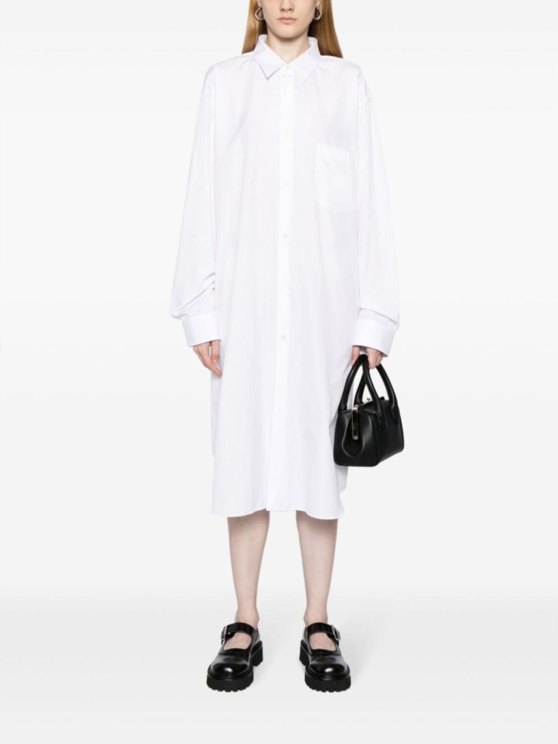 

Comme Des Garçons поплиновое платье-рубашка миди, белый