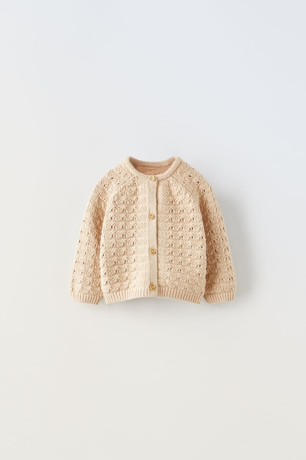 

Вязанный кардиган крючком ZARA, бежево-розовый