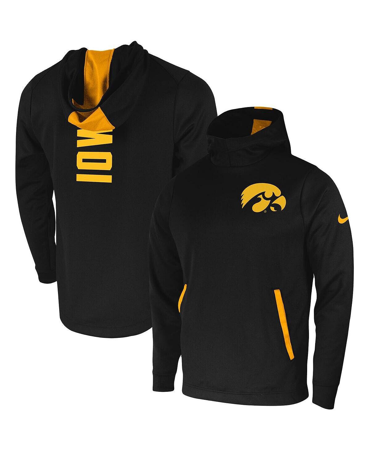 

Мужская черная толстовка с капюшоном iowa hawkeyes 2-hit performance pullover Nike, черный