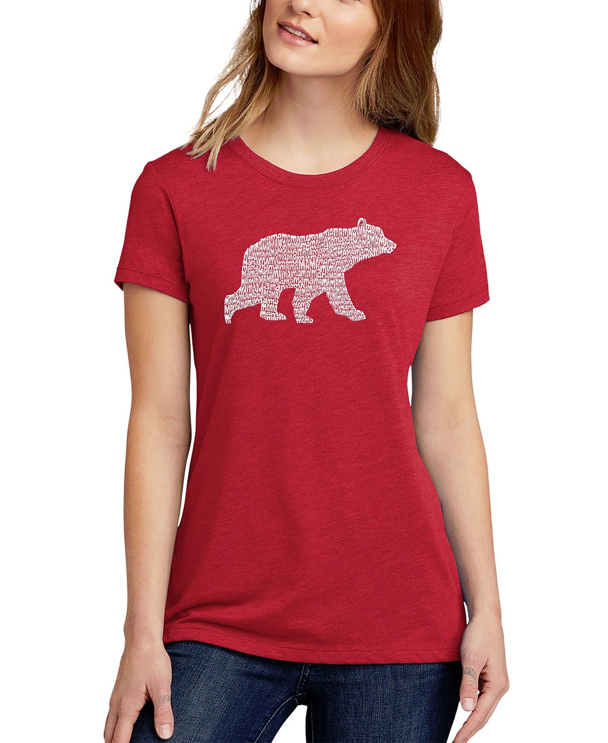 Женская футболка premium blend word art mama bear LA Pop Art, красный