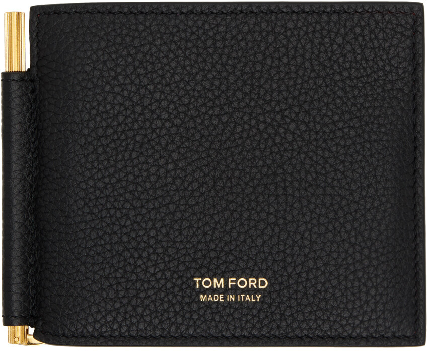 

Черно-красный кошелек с зажимом для денег TOM FORD