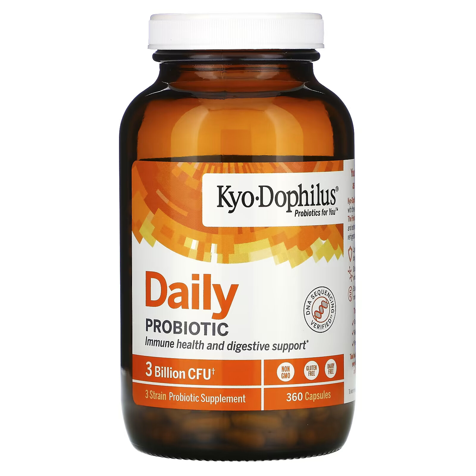 Kyolic, Kyo-Dophilus, пробиотик для ежедневного приема, 3 млрд КОЕ, 360 капсул kyolic kyo dophilus 9 180 капсул
