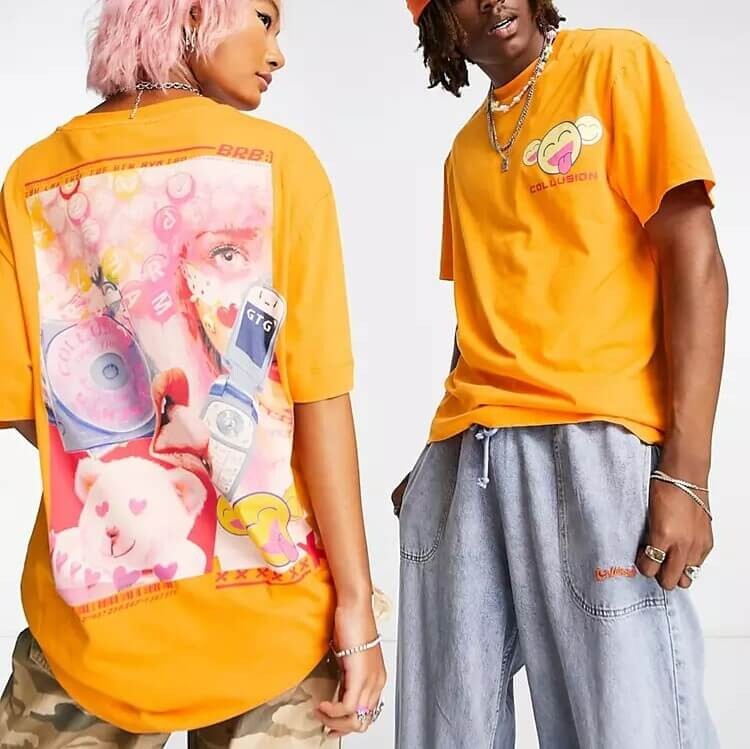 

Футболка Collusion Unisex Phone Collage With Print In Orange, оранжевый