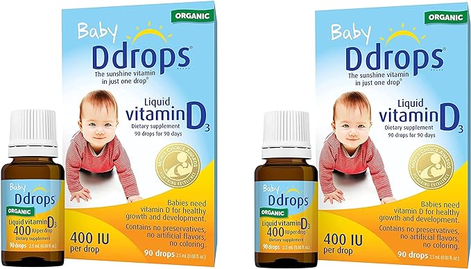 цена Ddrops Organic Baby 400 МЕ, жидкость с витамином D для младенцев, 90 капель