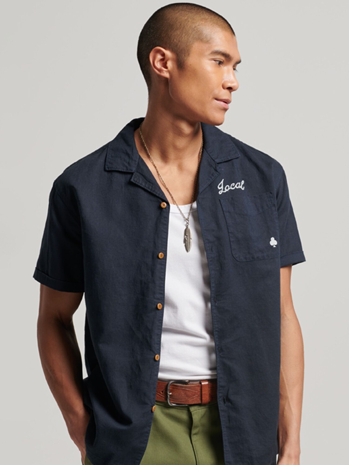 

Курортная рубашка с коротким рукавом Superdry, затмение темно-синий