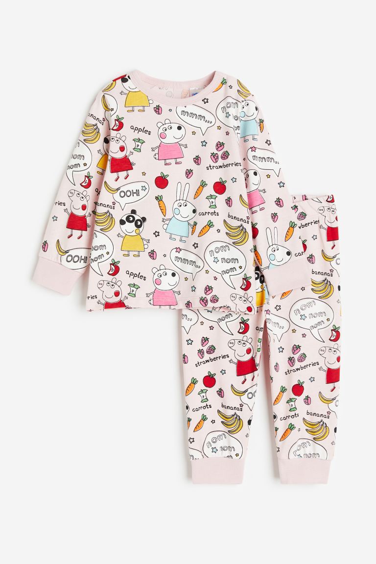 Пижамный комплект из хлопка и принта H&M
