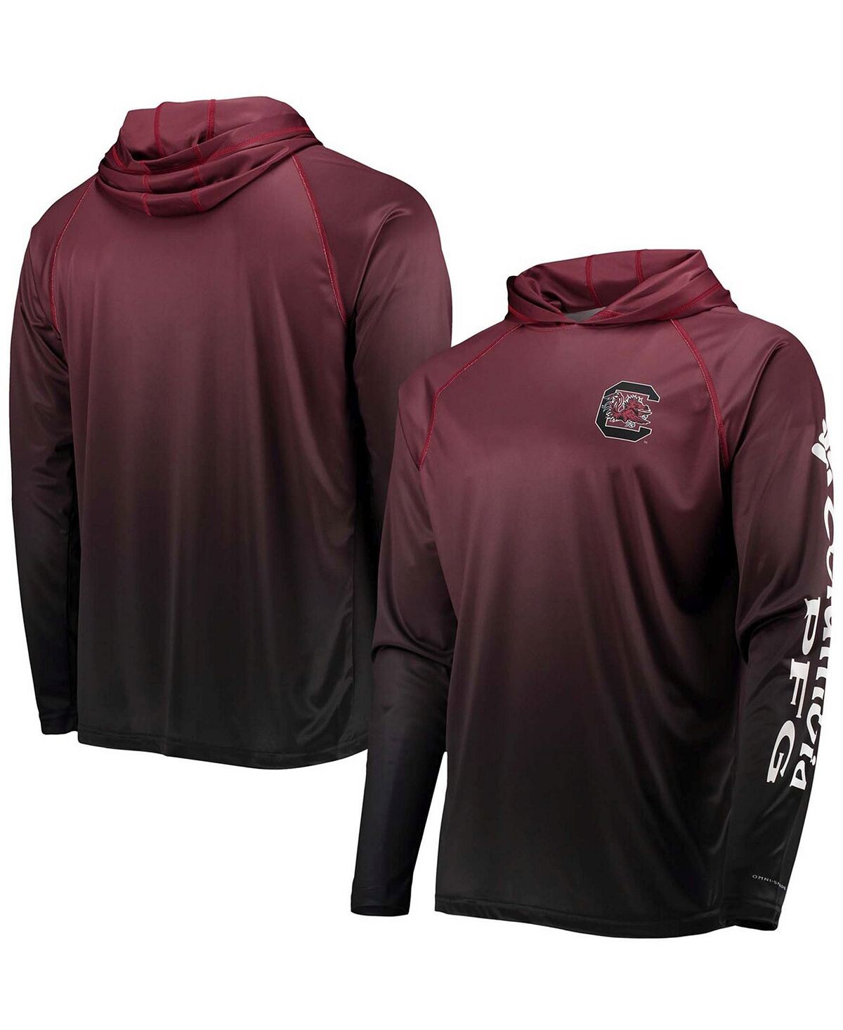 

Мужская футболка Garnet South Carolina Gamecocks Terminal Tackle Omni-Shade UPF 50 с длинными рукавами и капюшоном Columbia
