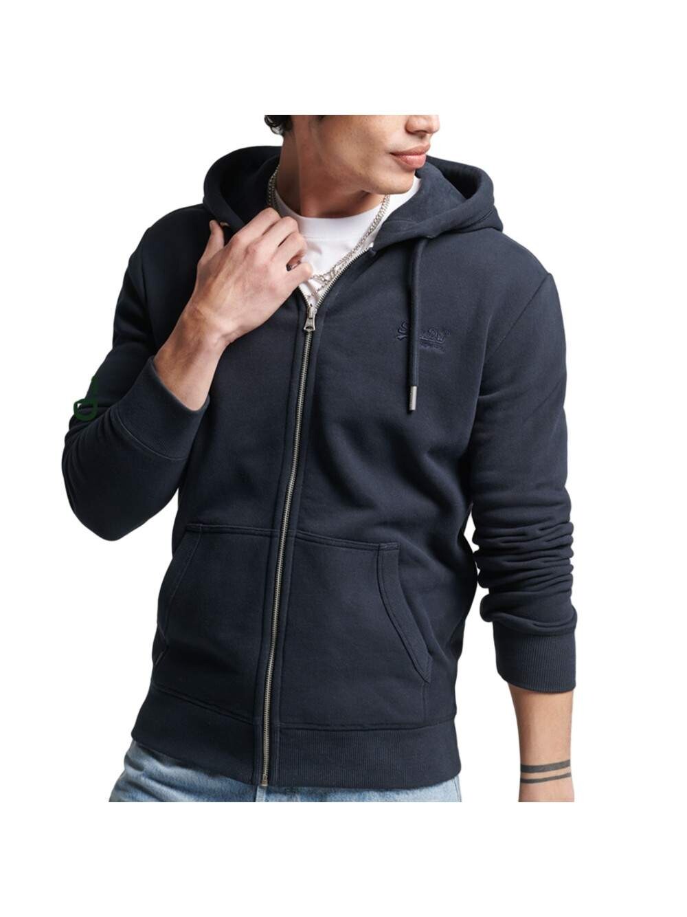 

Толстовка на молнии из органического хлопка с вышитым винтажным логотипом Superdry, синий