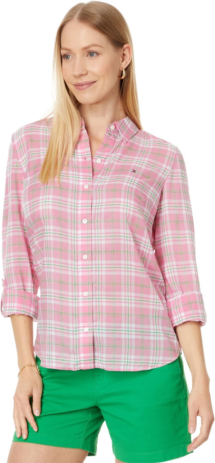 

Рубашка Tommy Hilfiger Parker Plaid Roll Tab, цвет Peony Multi