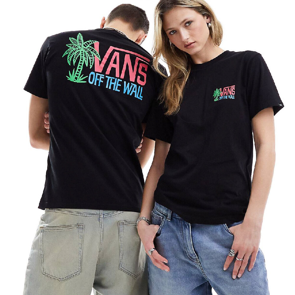 черная толстовка с принтом на спине vans happy trails Футболка Vans Palm Unisex Lines Back, черный