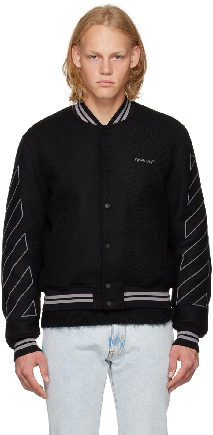 

Черный бомбер с вышивкой Off-White