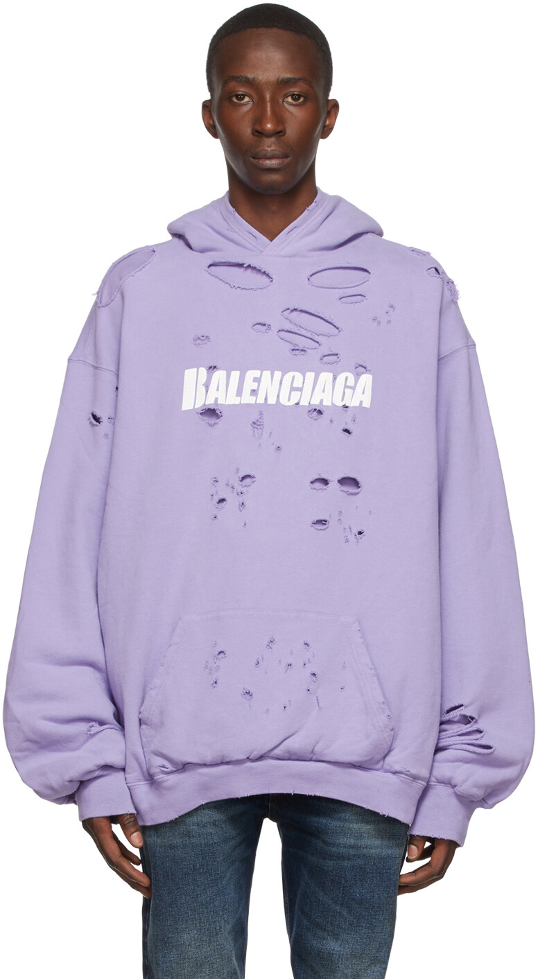 

Пурпурный худи из хлопка Balenciaga, Фиолетовый