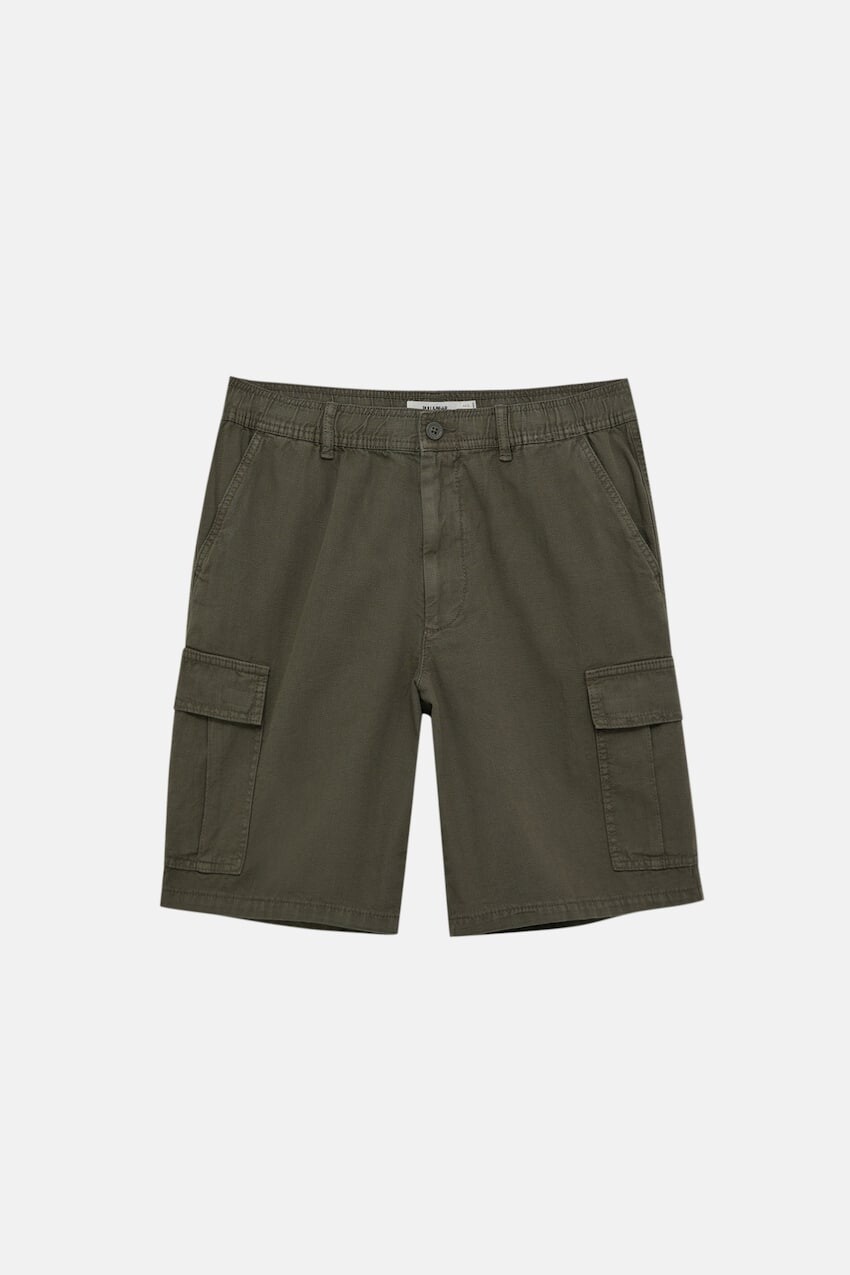 

Шорты Pull&Bear Cargo bermuda, хаки