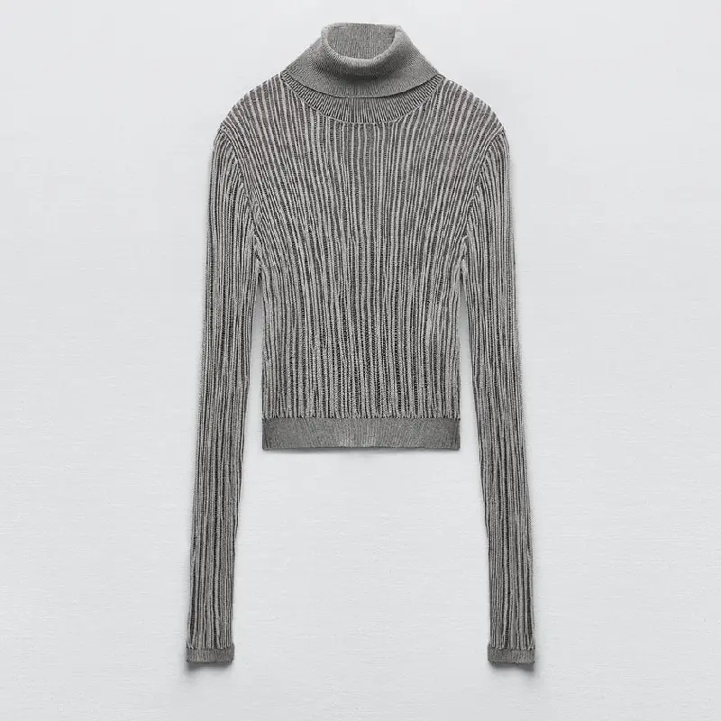 

Футболка Zara Short Ribbed, кремовый/черный