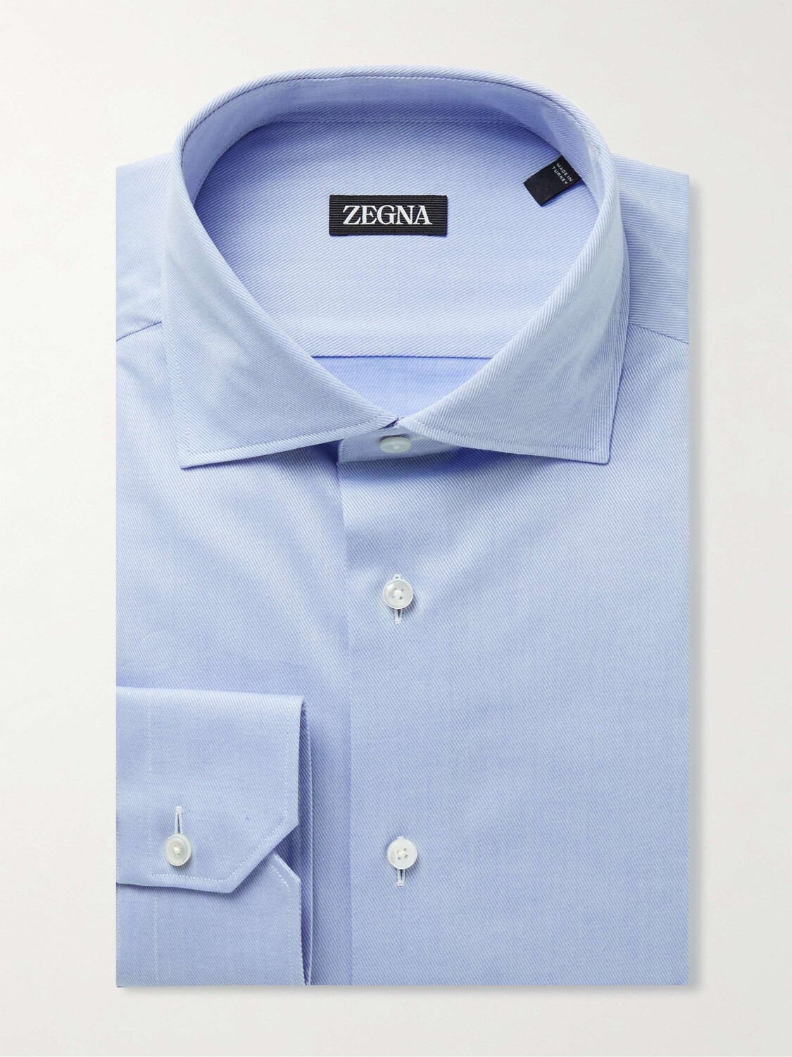 

Рубашка Trofeo Slim-Fit с воротником-стойкой из хлопкового твила ZEGNA, синий