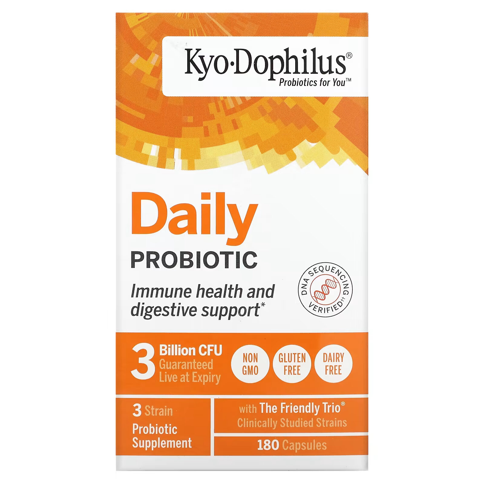 Kyolic, Kyo-Dophilus, ежедневный пробиотик, 180 капсул kyolic kyo dophilus пробиотик для ежедневного приема 3 млрд кое 360 капсул