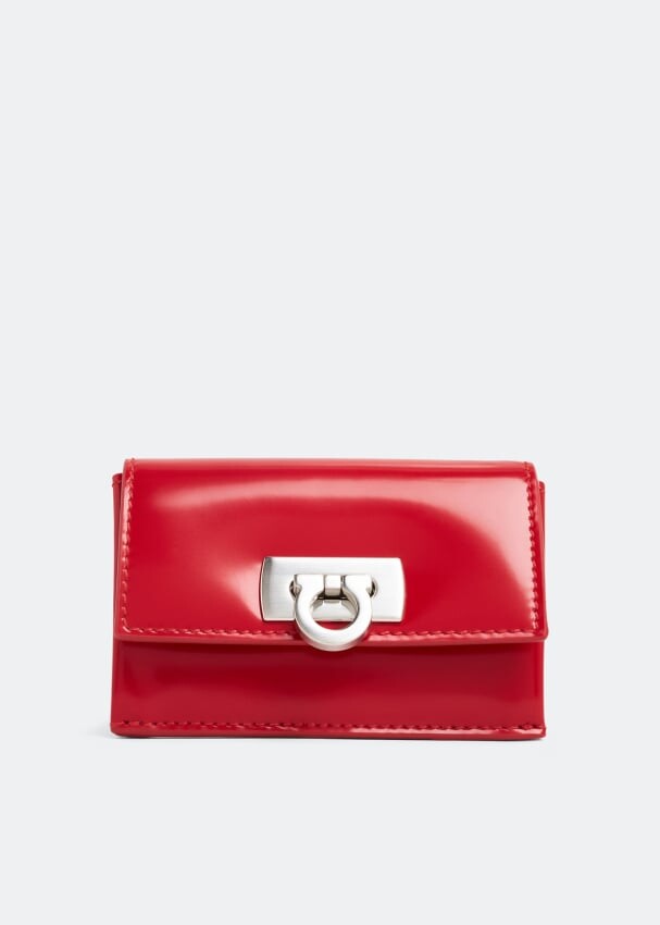 

Картхолдер FERRAGAMO Gancini clasp card case, красный