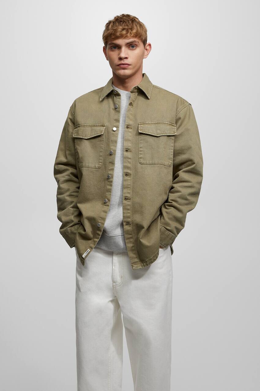 

Рубашка с длинными рукавами Pull&Bear, хаки