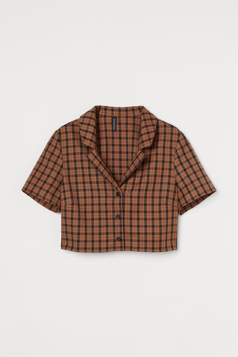 

Короткая рубашка H&M, коричневый/клетчатый