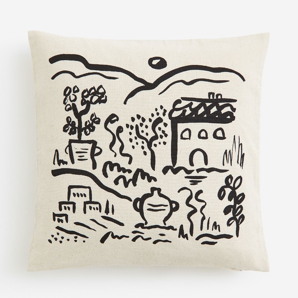 

Декоративная наволочка H&M Home Printed, светло-бежевый/черный