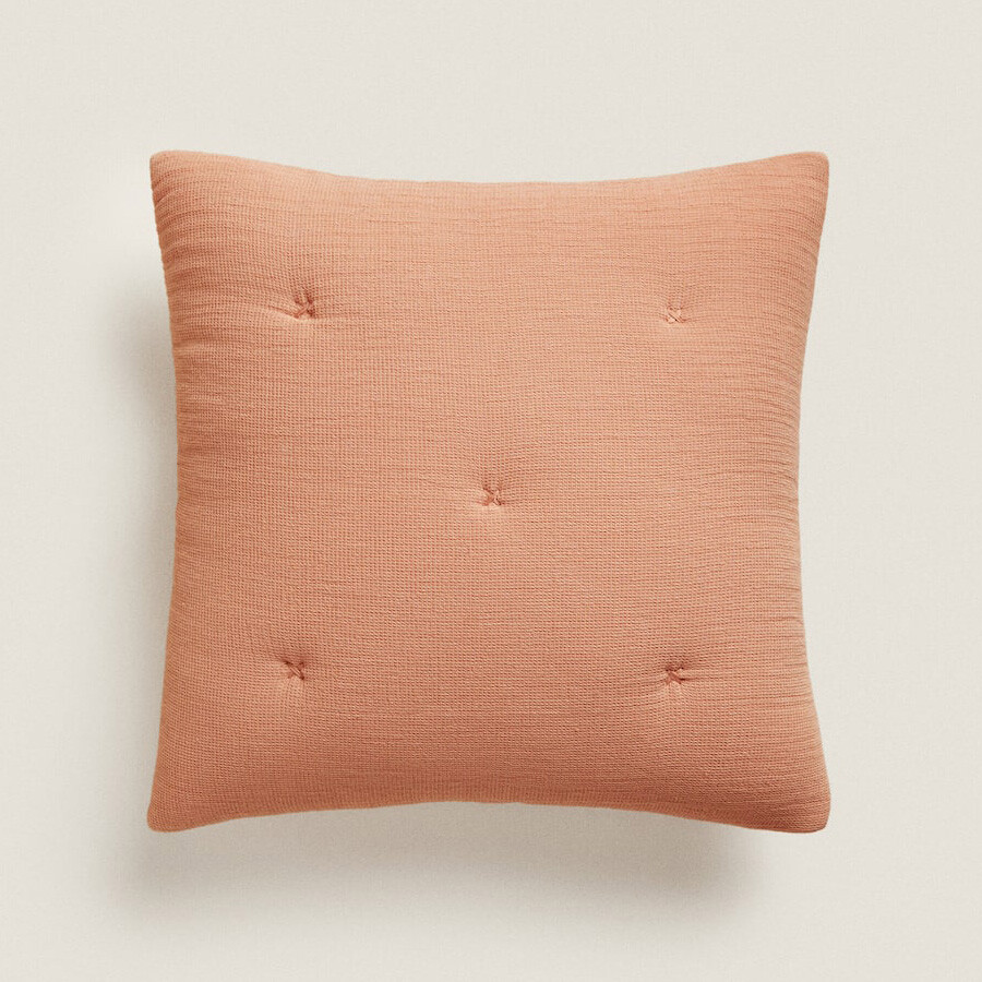 

Вафельный трикотажный чехол на подушку Zara Home, розовый