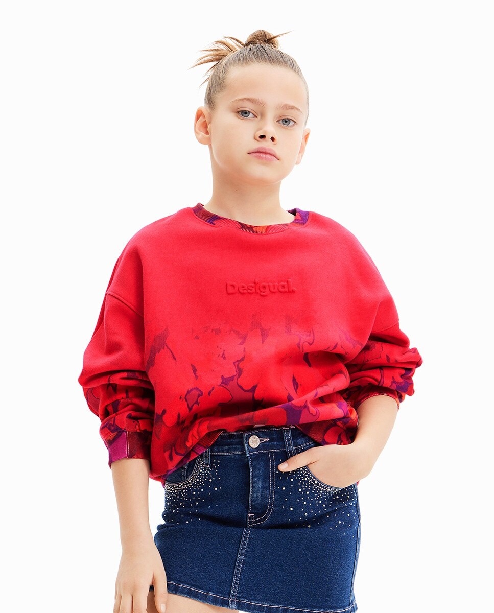 

Толстовка с акварельными цветами для девочки Desigual, красный