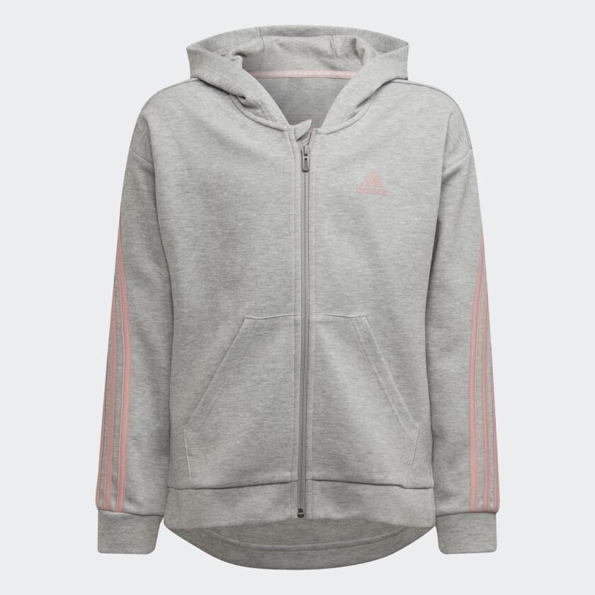 

Толстовка adidas 3-Stripes Full-Zip, серый/розовый