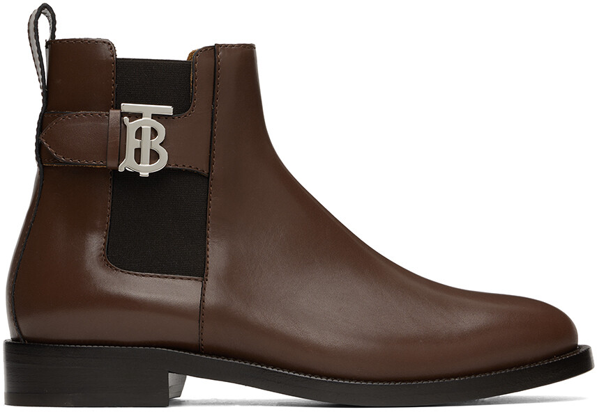 

Коричневые ботинки челси с монограммой Burberry, Коричневый