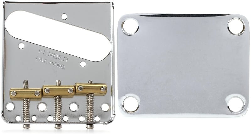 

Fender 3-saddle American Vintage Telecaster Bridge Assembly - Chrome Bundle с Fender Road Worn Guitar Neck Plate with Hardware 0990806100=1 0997216000=1