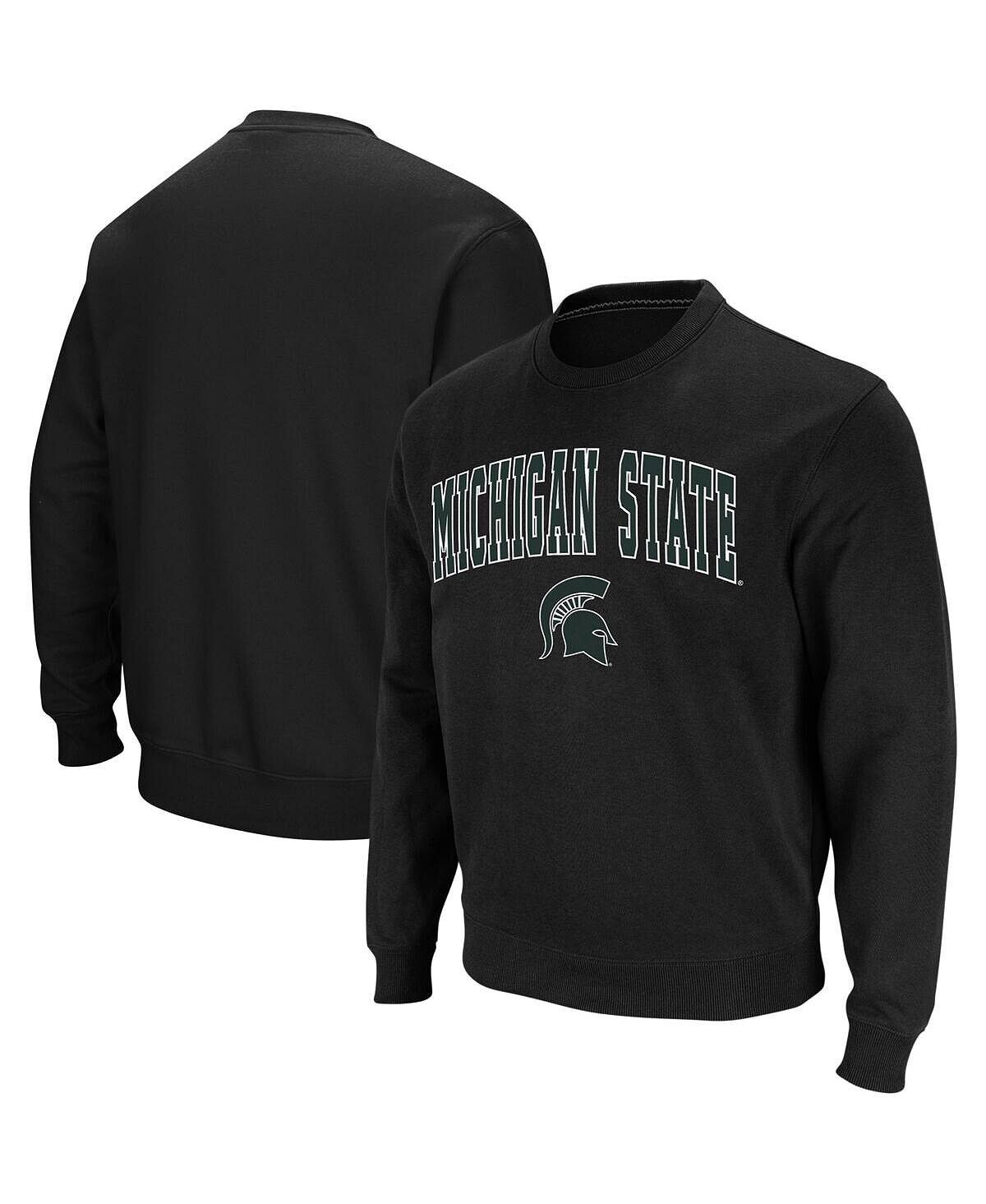 

Мужская черная толстовка с круглым вырезом и логотипом michigan state spartans arch logo Colosseum, черный