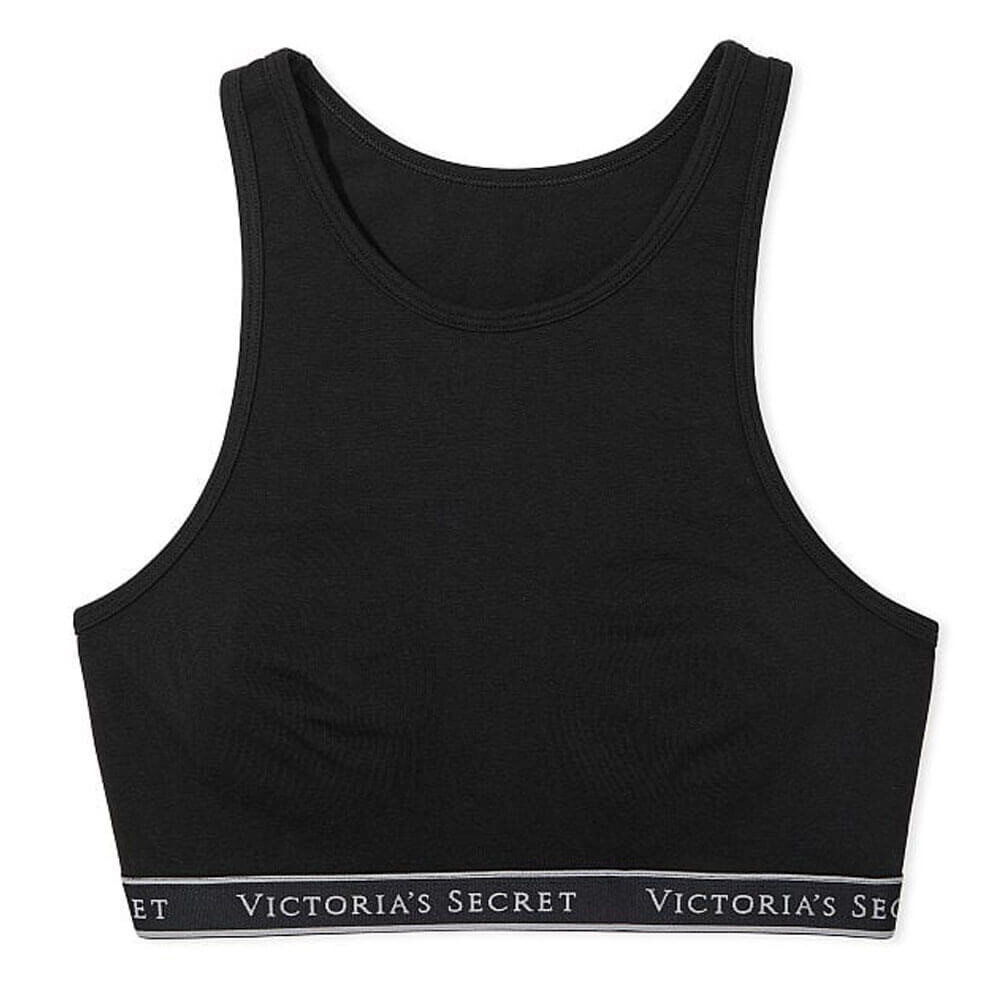 

Хлопковый бюстгальтер без косточек Victoria's Secret Racerback, черный