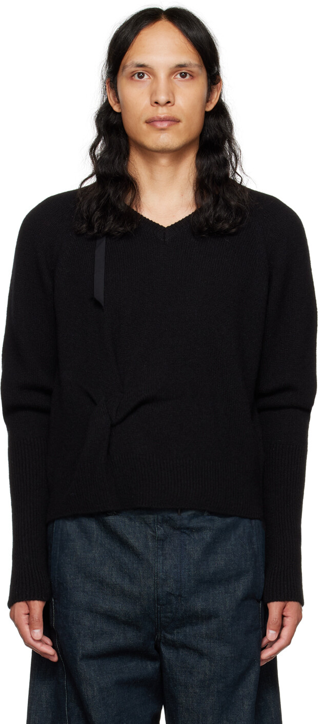 

Эксклюзивный черный укороченный свитер оригами от SSENSE Marina Yee