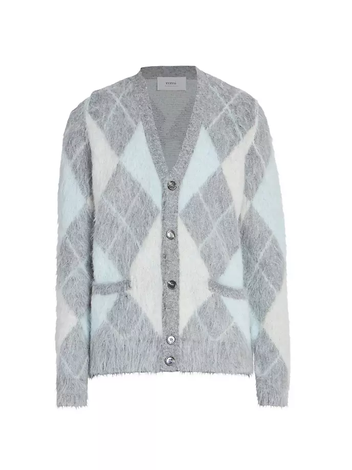 Кардиган с начесом Argyle Ami Paris, серый