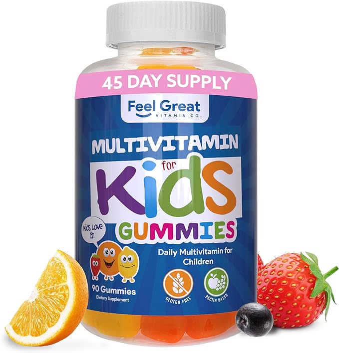Мультивитаминные жевательные конфеты для детей Feel Great со вкусом цитрусовых и клубники, 90 штук