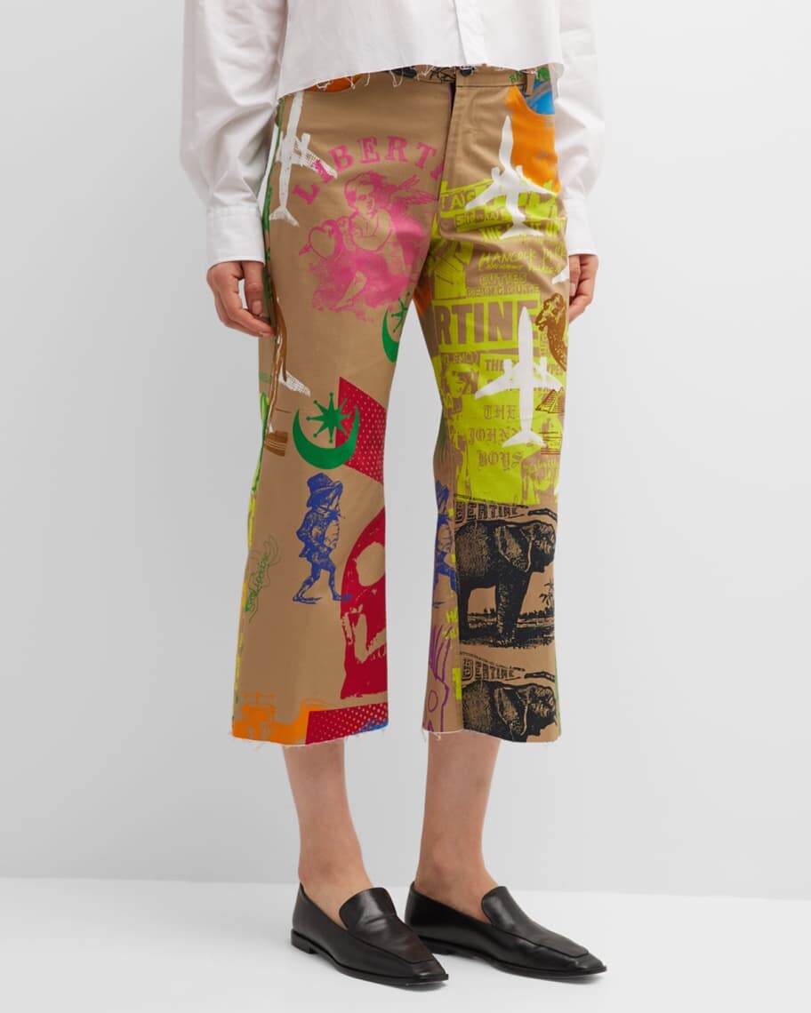 

Укороченные широкие брюки Libertine Silk Screens, Коричневый