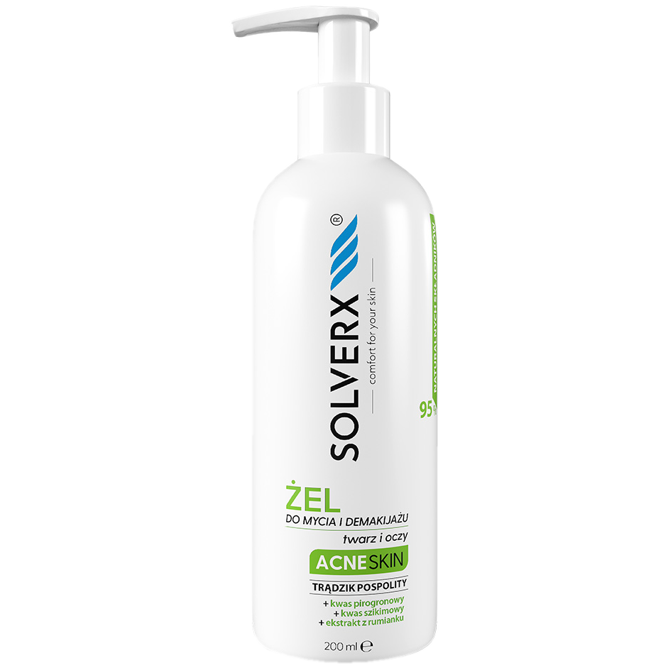 цена Solverx Acne Skin гель для умывания лица, 200 мл