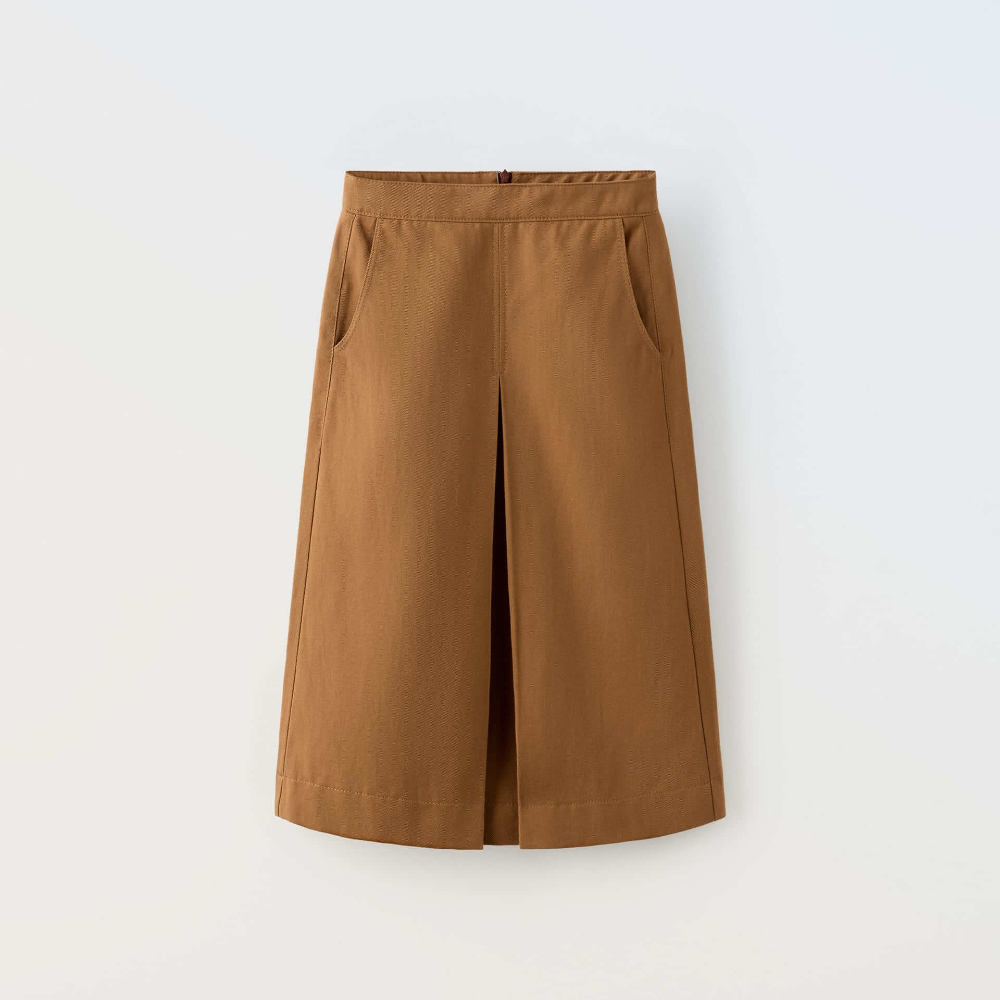 Юбка Zara True Neutrals Pleated Midi, коричневый юбка мини zara pleated желто коричневый