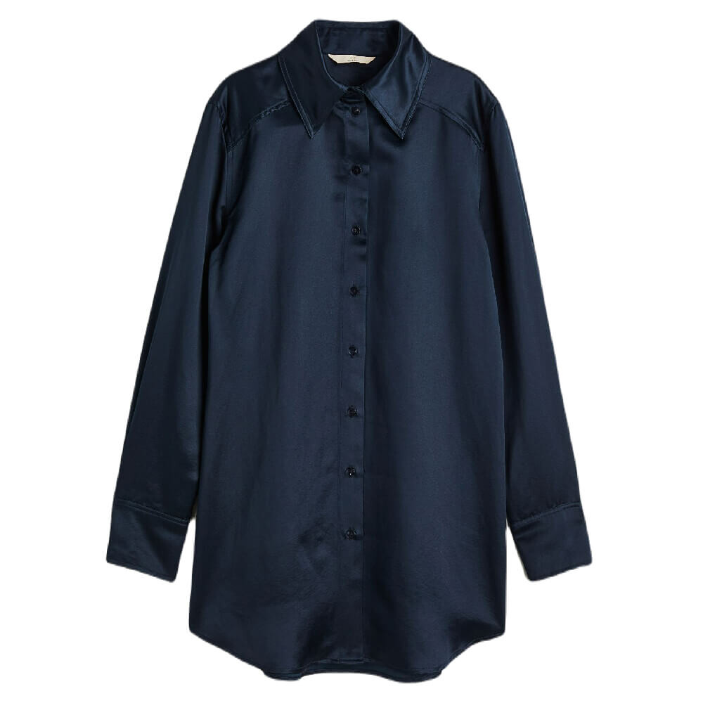 

Рубашка H&M Silk Blended, темно-синий