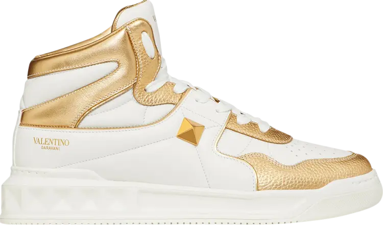 

Кроссовки Valentino One Stud Mid White Metallic Gold, белый
