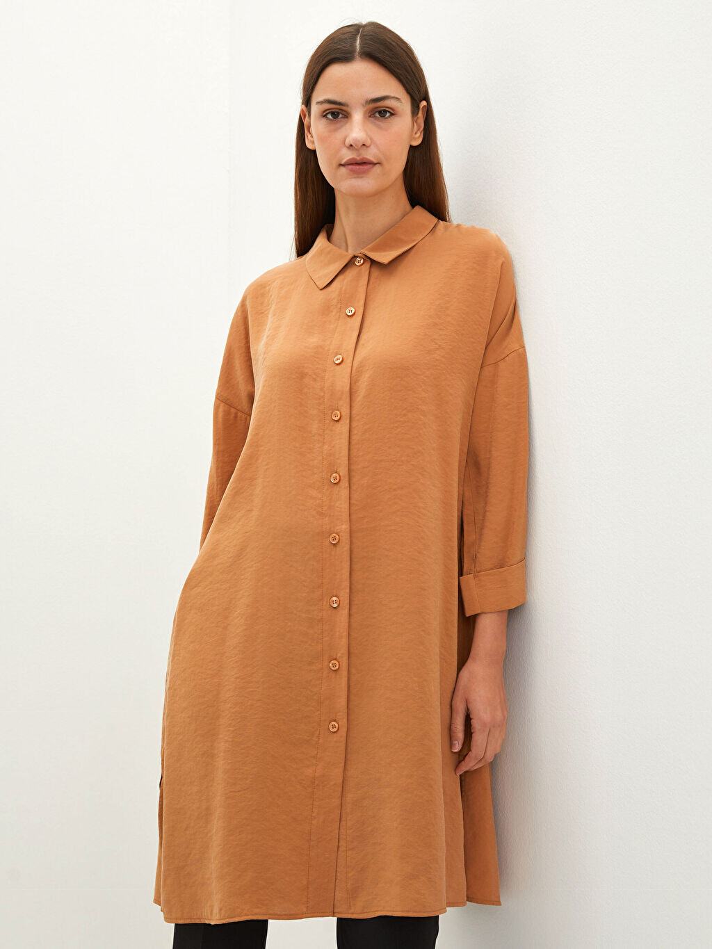 

Женская туника из тенселевой ткани с воротником-рубашкой LCW Modest