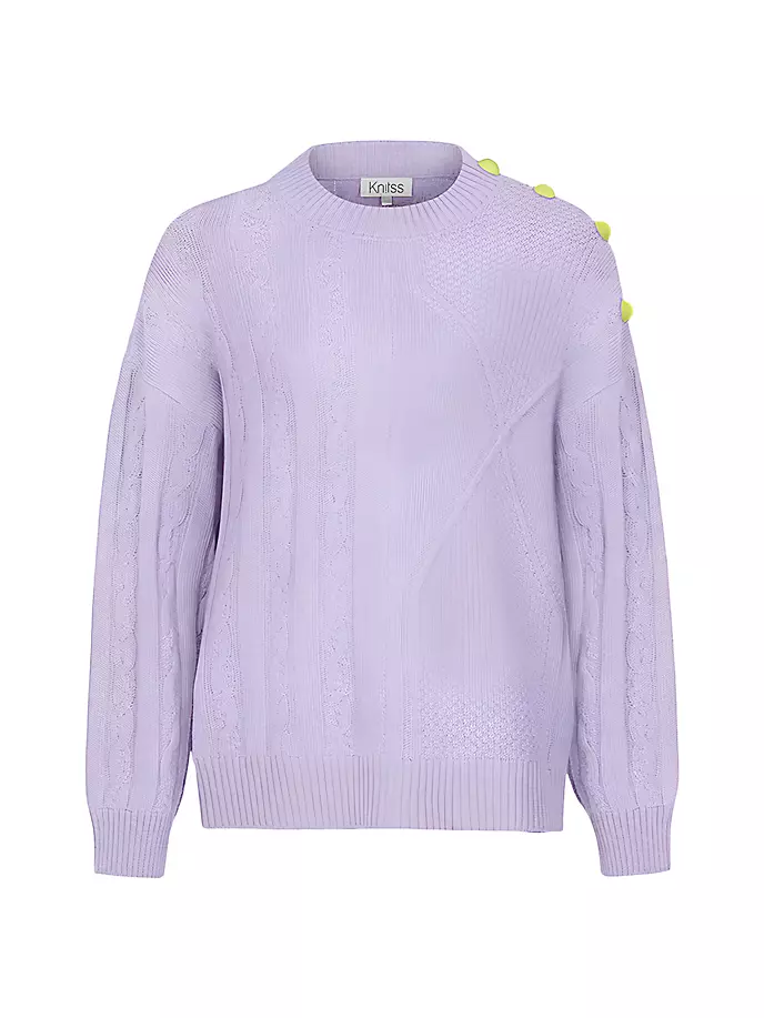 

Свитер косой вязки из смесовой шерсти Fern Knitss, лаванда