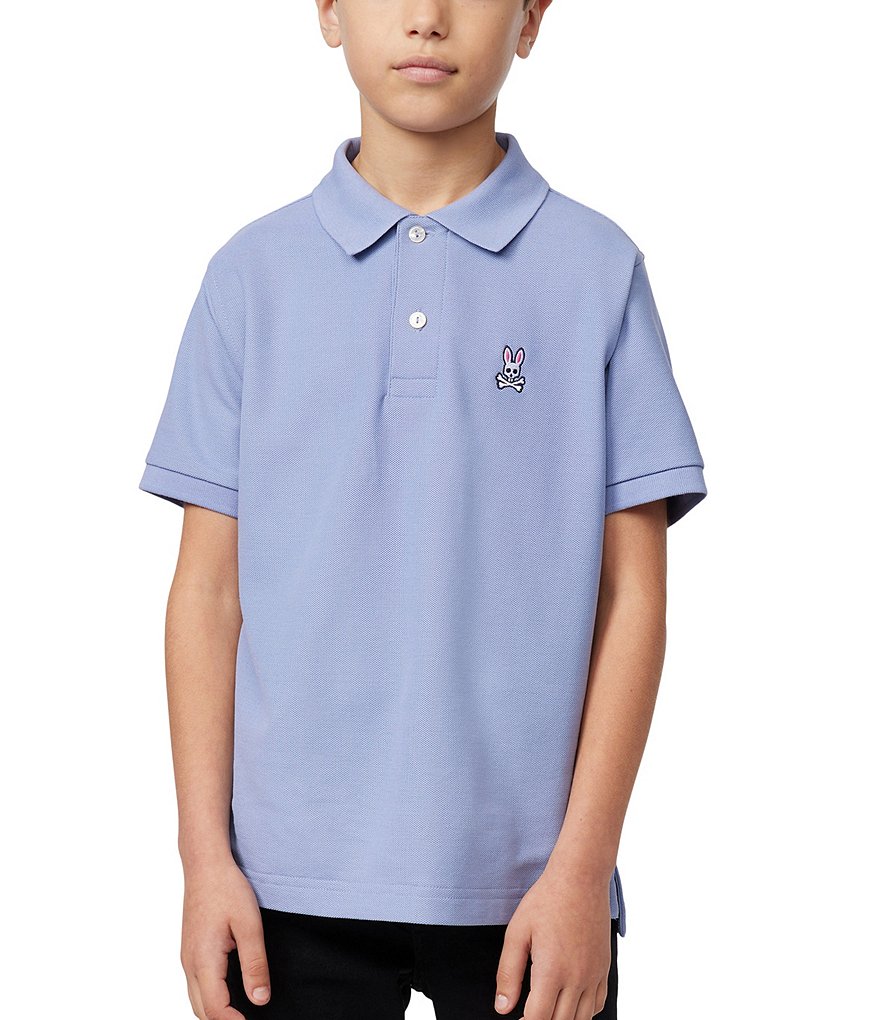 Классическая рубашка поло с короткими рукавами Psycho Bunny для маленьких/больших мальчиков 5–20 лет, фиолетовый
