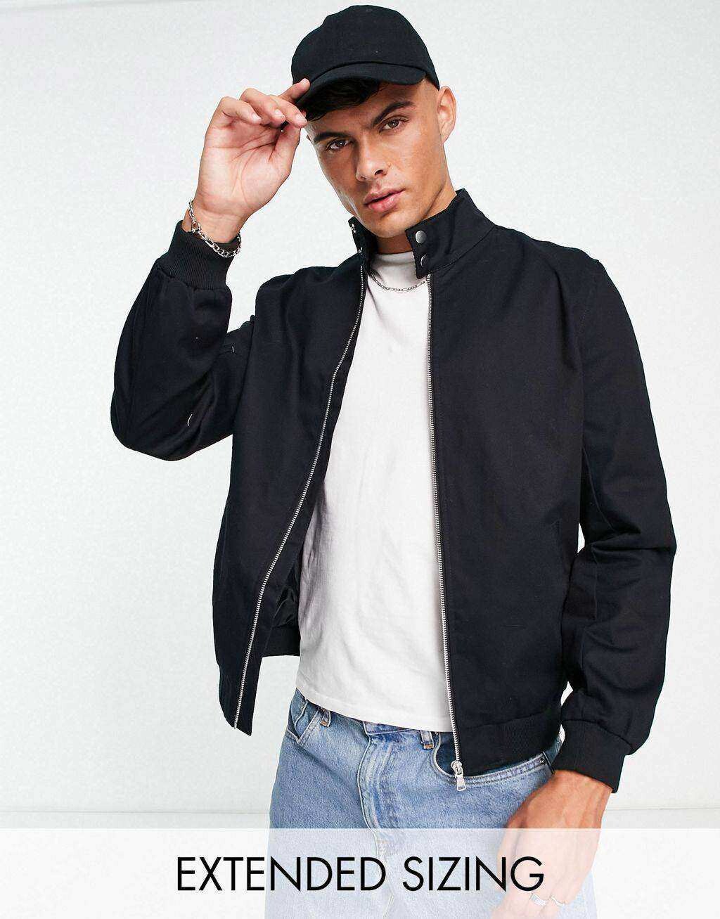 

Черная куртка Харрингтон с воротником-воронкой ASOS DESIGN, Черный