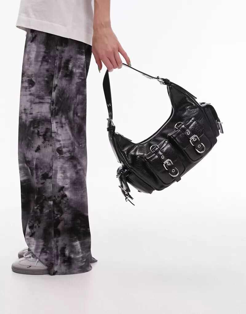 

Черная сумка через плечо с несколькими карманами Topshop Serena