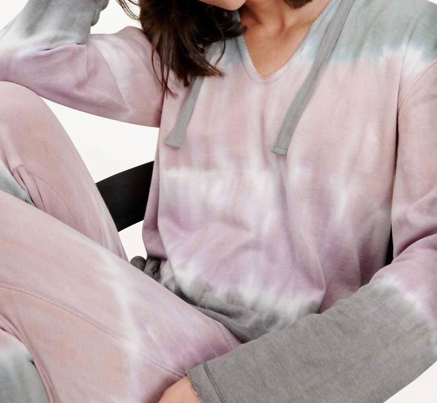 

Темно-серый меланжевый пуловер с худи Beam Tie Dye Terry Splendid