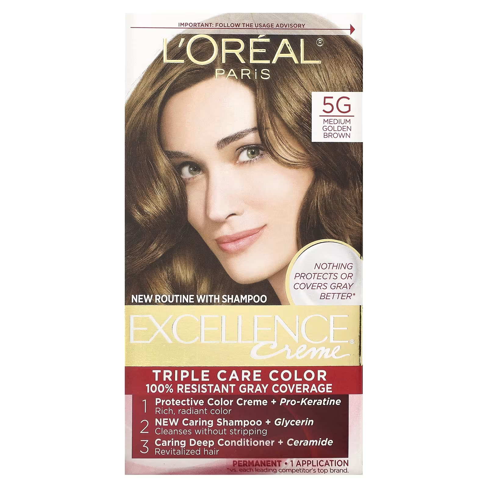 Краска для волос L'Oréal Excellence Creme Triple Care Color 5G золотисто-коричневый